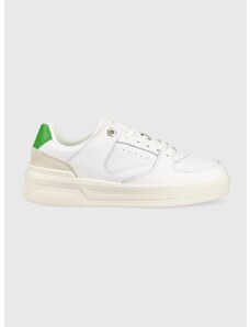 Δερμάτινα αθλητικά παπούτσια Tommy Hilfiger LEATHER BASKET SNEAKER χρώμα: άσπρο