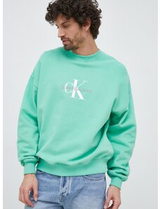 Βαμβακερή μπλούζα Calvin Klein Jeans χρώμα: τιρκουάζ