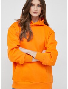 Μπλούζα Calvin Klein Jeans χρώμα: πορτοκαλί, με κουκούλα