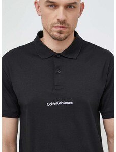 Βαμβακερό μπλουζάκι πόλο Calvin Klein Jeans χρώμα: μαύρο