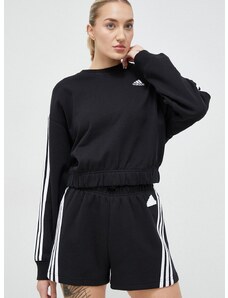 Βαμβακερή μπλούζα adidas γυναικεία, χρώμα: μαύρο