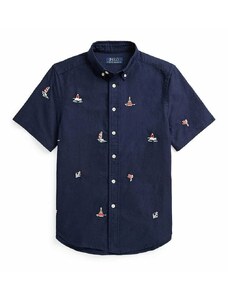 Παιδικό βαμβακερό πουκάμισο Polo Ralph Lauren χρώμα: ναυτικό μπλε