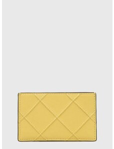 Δερμάτινη θήκη για κάρτες Tory Burch χρώμα: κίτρινο
