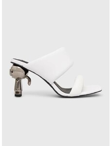 Δερμάτινες παντόφλες Karl Lagerfeld IKON HEEL γυναικείες, χρώμα: άσπρο, KL39005