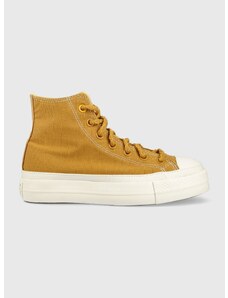 Πάνινα παπούτσια Converse Chuck Taylor All Star Lift HI χρώμα: κίτρινο, A04363C
