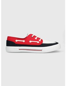 Πάνινα παπούτσια Tommy Hilfiger CORE BOAT SHOE CANVAS χρώμα: κόκκινο, FM0FM04510