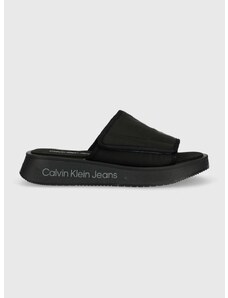 Παντόφλες Calvin Klein Jeans PREFRESATO SANDAL SOFTNY χρώμα: μαύρο, YW0YW00968