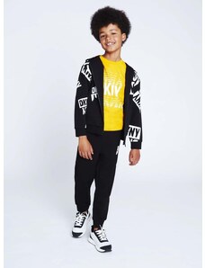 Παιδική μπλούζα DKNY χρώμα: μαύρο, με κουκούλα