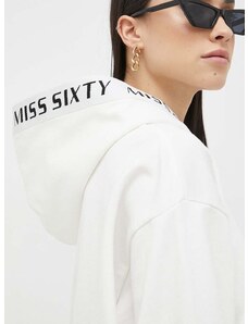 Βαμβακερή μπλούζα Miss Sixty γυναικεία, χρώμα: άσπρο, με κουκούλα