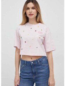 Βαμβακερό μπλουζάκι Miss Sixty χρώμα: ροζ