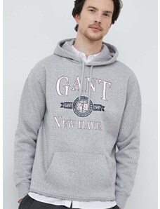 Μπλούζα Gant χρώμα: γκρι, με κουκούλα