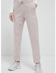 Βαμβακερό παντελόνι adidas χρώμα: ροζ