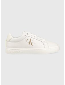 Δερμάτινα αθλητικά παπούτσια Calvin Klein Jeans CLASSIC CUPSOLE FLUO CONTRAST WN χρώμα: άσπρο, YW0YW00912