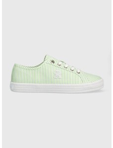 Πάνινα παπούτσια Tommy Hilfiger ESSENTIAL SNEAKER IN SEERSUCKER χρώμα: πράσινο, FW0FW06958