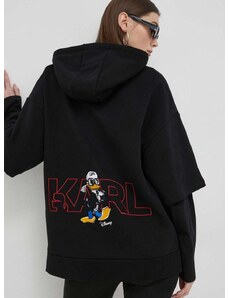 Μπλούζα Karl Lagerfeld x Disney χρώμα: μαύρο, με κουκούλα