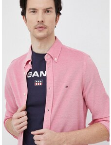 Βαμβακερό πουκάμισο Tommy Hilfiger ανδρικό, χρώμα: κόκκινο
