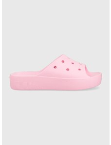 Παντόφλες Crocs Classic Platform Slide χρώμα: ροζ, 208180