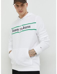 Μπλούζα Tommy Jeans χρώμα: άσπρο, με κουκούλα