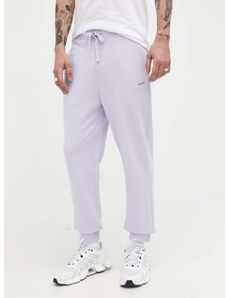 Βαμβακερό παντελόνι HUGO χρώμα: μοβ