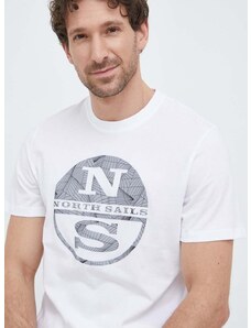 Βαμβακερό μπλουζάκι North Sails χρώμα: άσπρο