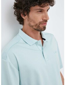 Βαμβακερό μπλουζάκι πόλο Calvin Klein χρώμα: τιρκουάζ