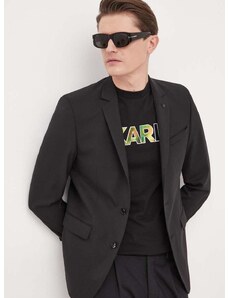 Μάλλινο μπουφάν Karl Lagerfeld χρώμα: μαύρο