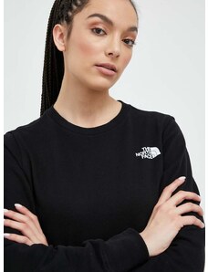 Βαμβακερή μπλούζα The North Face γυναικεία, χρώμα μαύρο