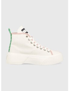Πάνινα παπούτσια Tommy Jeans VULC PLAT. CANVAS MC χρώμα: άσπρο, EN0EN02091