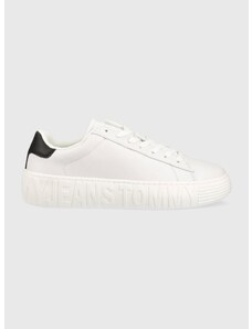Δερμάτινα αθλητικά παπούτσια Tommy Jeans LEATHER OUTSOLE χρώμα: άσπρο, EM0EM01159