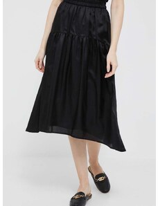 Φούστα με μείγμα κασμίρ DKNY χρώμα: μαύρο