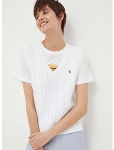 Βαμβακερό γιλέκο Polo Ralph Lauren χρώμα: άσπρο