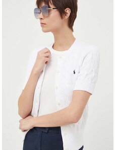 Βαμβακερή ζακέτα Polo Ralph Lauren χρώμα: άσπρο