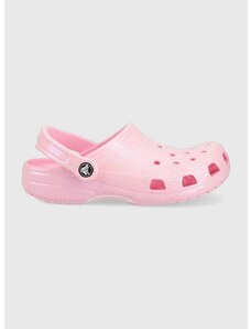 Παιδικές παντόφλες Crocs CLASSIC GLITTER CLOG χρώμα: ροζ