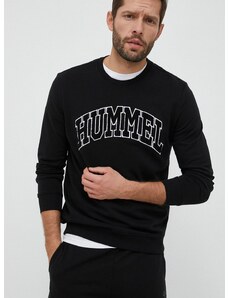 Βαμβακερή μπλούζα Hummel χρώμα: μαύρο