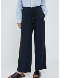 Λινό παντελόνι Lauren Ralph Lauren χρώμα: ναυτικό μπλε