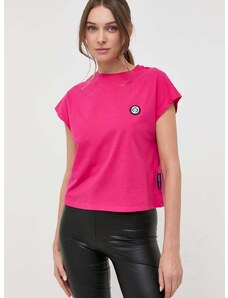 Βαμβακερό μπλουζάκι PLEIN SPORT χρώμα: ροζ