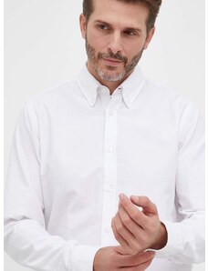 Βαμβακερό πουκάμισο BOSS BOSS ORANGE ανδρικό, χρώμα: άσπρο