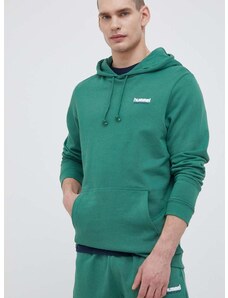 Βαμβακερή μπλούζα Hummel χρώμα: πράσινο, με κουκούλα