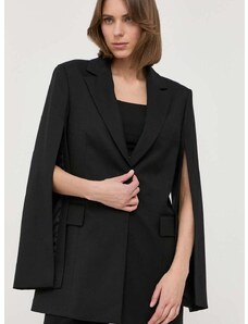 Μάλλινο μπουφάν BOSS χρώμα: μαύρο