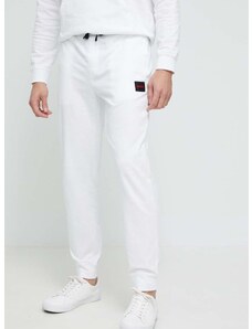 Βαμβακερό παντελόνι HUGO χρώμα: άσπρο