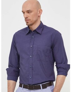 Βαμβακερό πουκάμισο BOSS BOSS ORANGE ανδρικό, χρώμα: ναυτικό μπλε