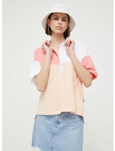 Βαμβακερό μπλουζάκι πόλο Converse χρώμα: ροζ