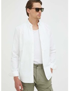 Βαμβακερό πουκάμισο Samsoe Samsoe ανδρικό, χρώμα: άσπρο
