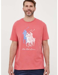Βαμβακερό μπλουζάκι Polo Ralph Lauren χρώμα: κόκκινο