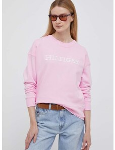 Βαμβακερή μπλούζα Tommy Hilfiger γυναικεία, χρώμα: ροζ