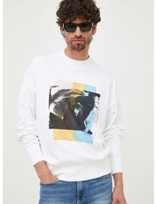 Βαμβακερή μπλούζα Calvin Klein Jeans χρώμα: άσπρο