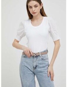 Βαμβακερό μπλουζάκι DKNY χρώμα: άσπρο