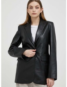 Δερμάτινο σακάκι Calvin Klein χρώμα: μαύρο