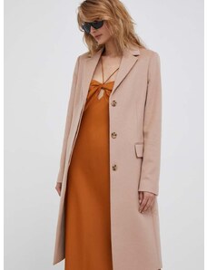 Μάλλινο παλτό Calvin Klein χρώμα: ροζ