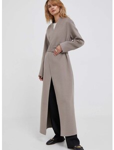 Μάλλινο παλτό Calvin Klein χρώμα: μπεζ